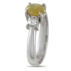 Platinum 0.30ct Diamond and Cats Eye Ring