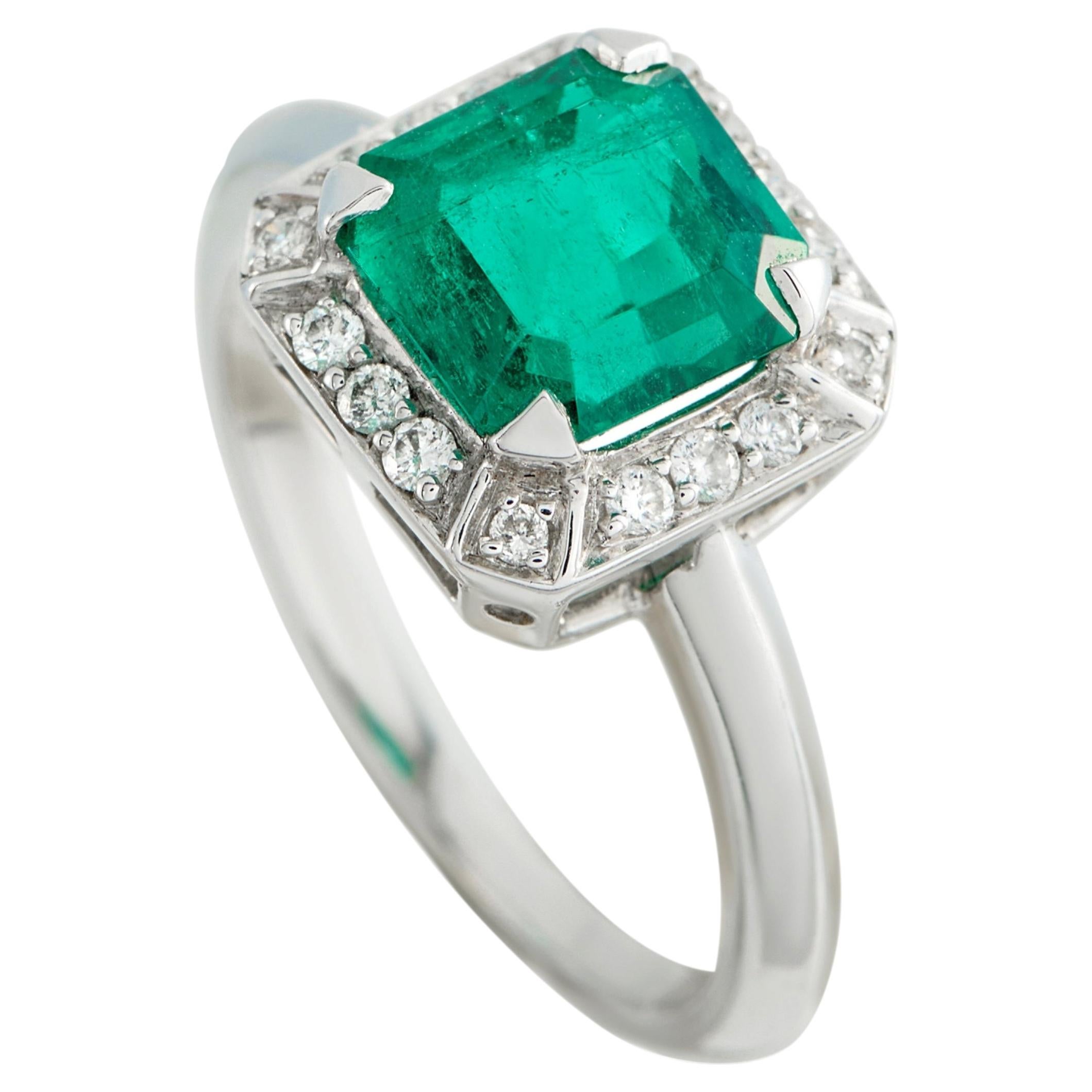 Platinum 0.30ct Diamond and Emerald Ring MF25-051526