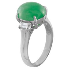 Platinum 0.30ct Diamond and Jade Ring MF02-052126