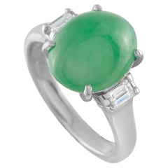 Platinum 0.30ct Diamond and Jade Ring MF02-052126