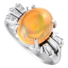 Platinum 0.30ct Diamond and Opal Ring MF23-021324