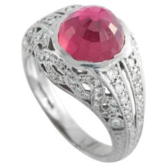 Platinum 0.30ct Diamond and Rubellite Ring  MF41-031726