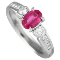 Platinum 0.30ct Diamond and Ruby Ring MF16-021324
