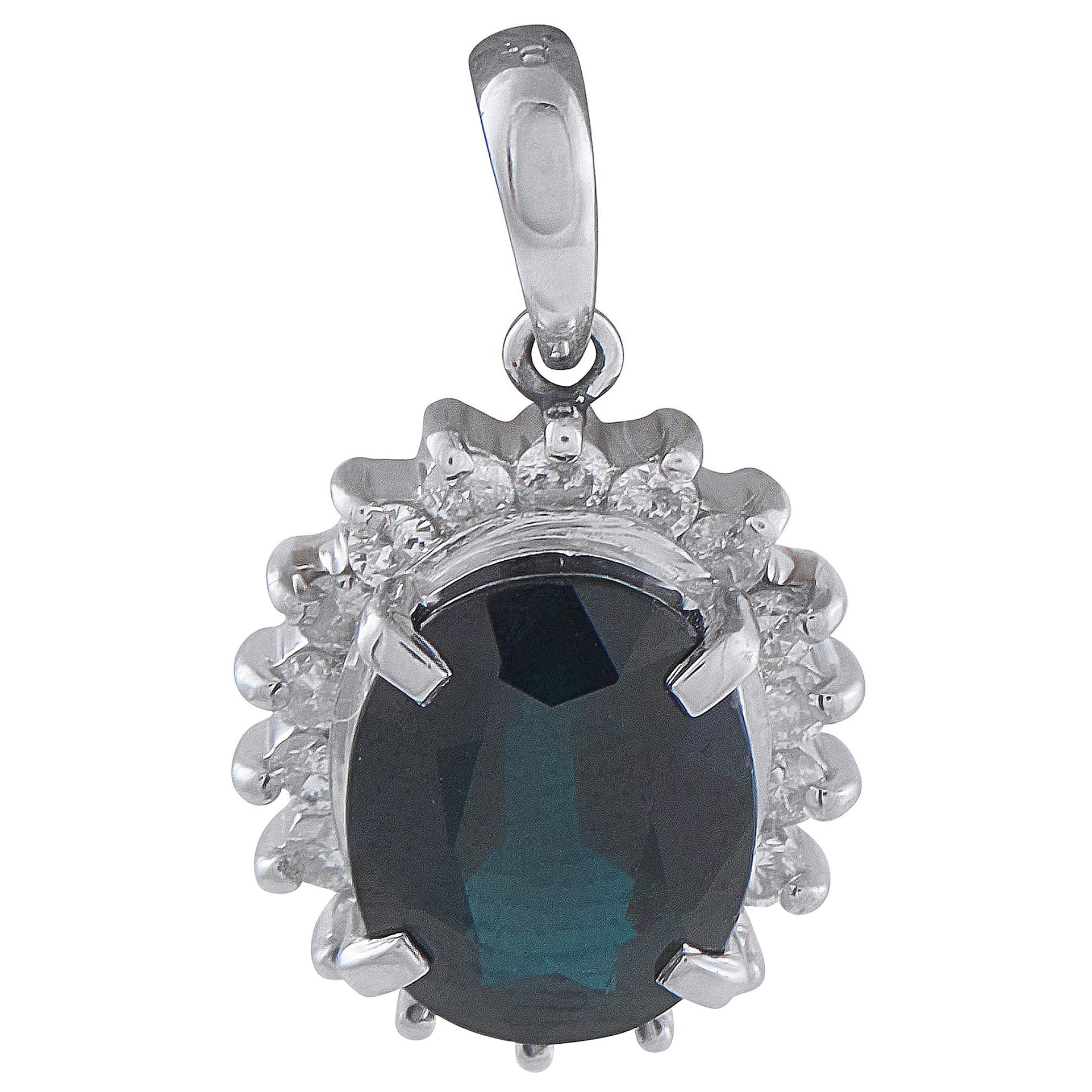 Ciondolo in platino con diamante e zaffiro da 0.30 ct.  MF01-121625