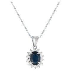 Platinum 0.30ct Diamond and Sapphire Pendant Necklace