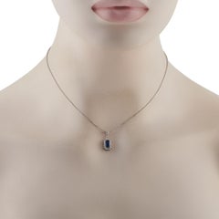 Platinum 0.30ct Diamond and Sapphire Pendant Necklace MF11-010626