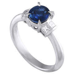 Platinum 0.30ct Diamond and Sapphire Ring