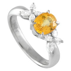 Bague en platine 0,30ct diamant et saphir jaune