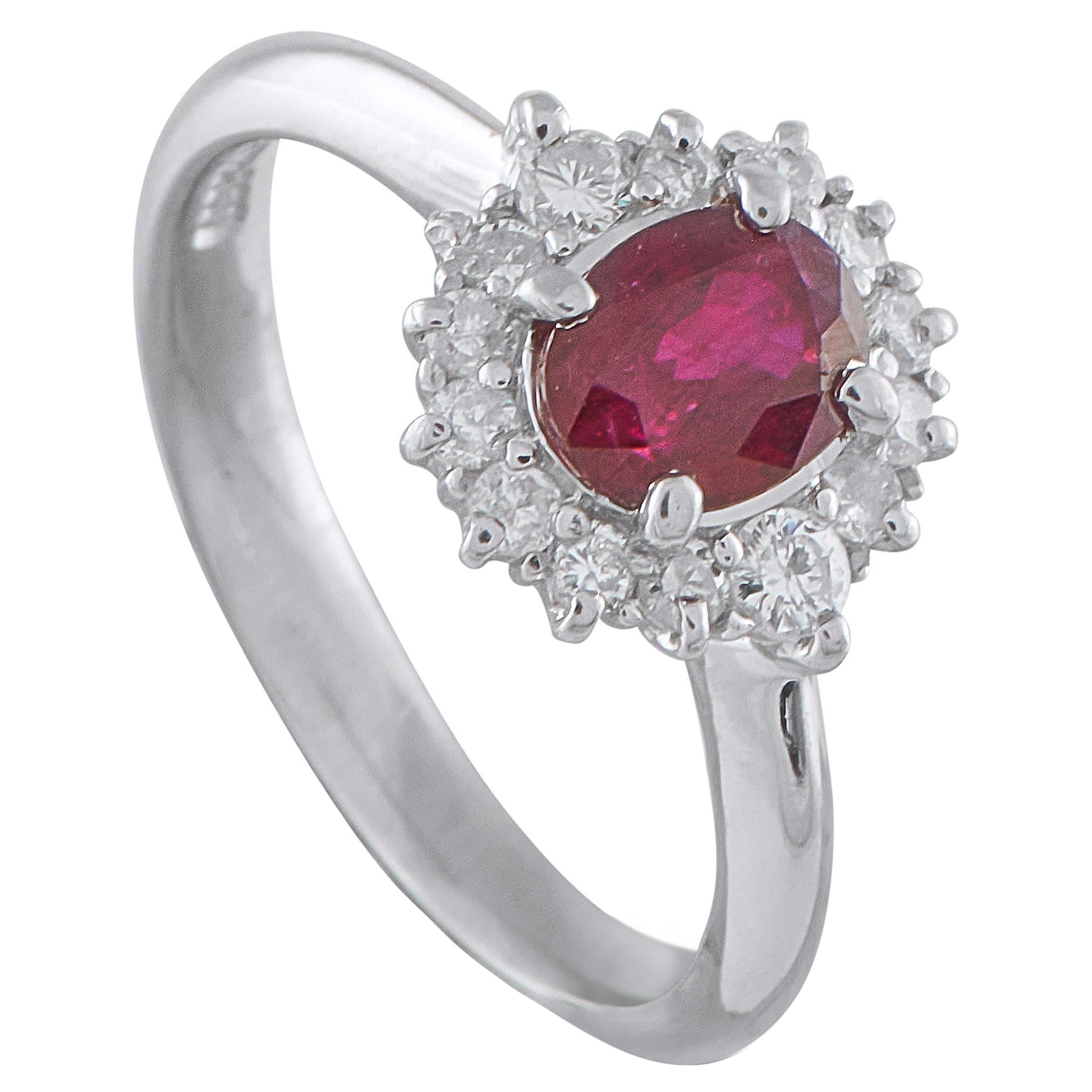 Platinum 0.31ct Diamond and Ruby Ring MF08-110625