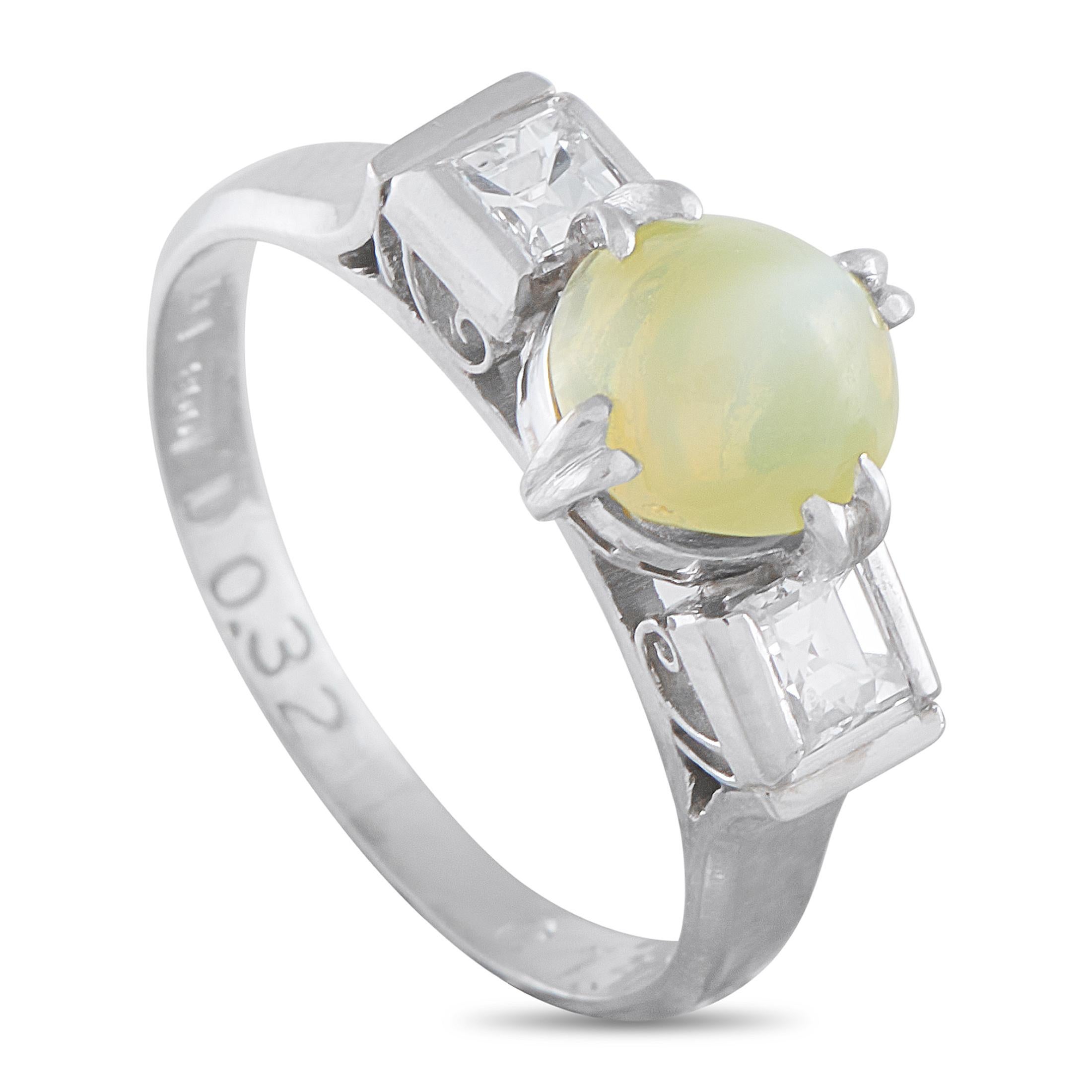 Platinum 0.32ct Diamond and Cats Eye Ring  #5347 For Sale