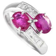 Platinum 0.33ct Diamond and Ruby Bypass Ring MF01-022224
