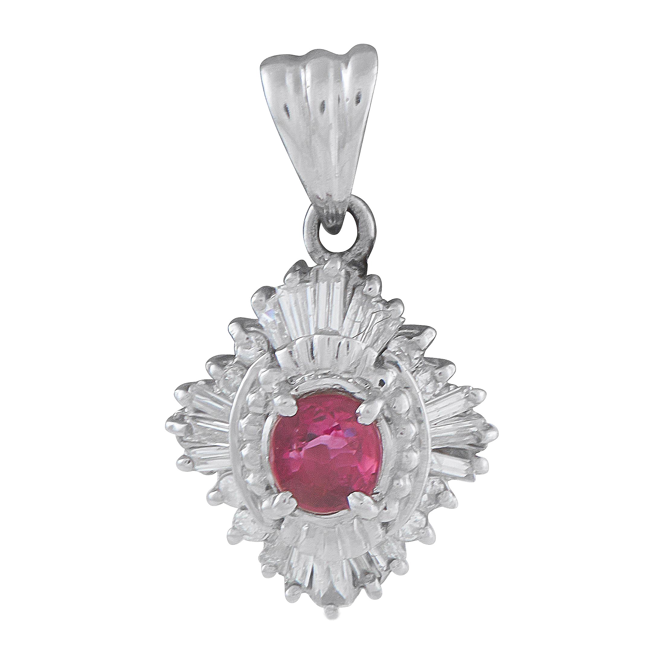 Ciondolo in platino con diamante e rubino da 0,34 carati MF08-121625