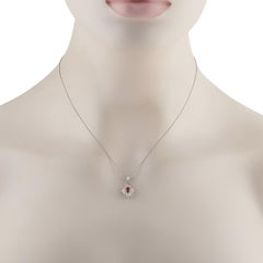 Platinum 0.34ct Diamond and Ruby Pendant Necklace MF26-011426