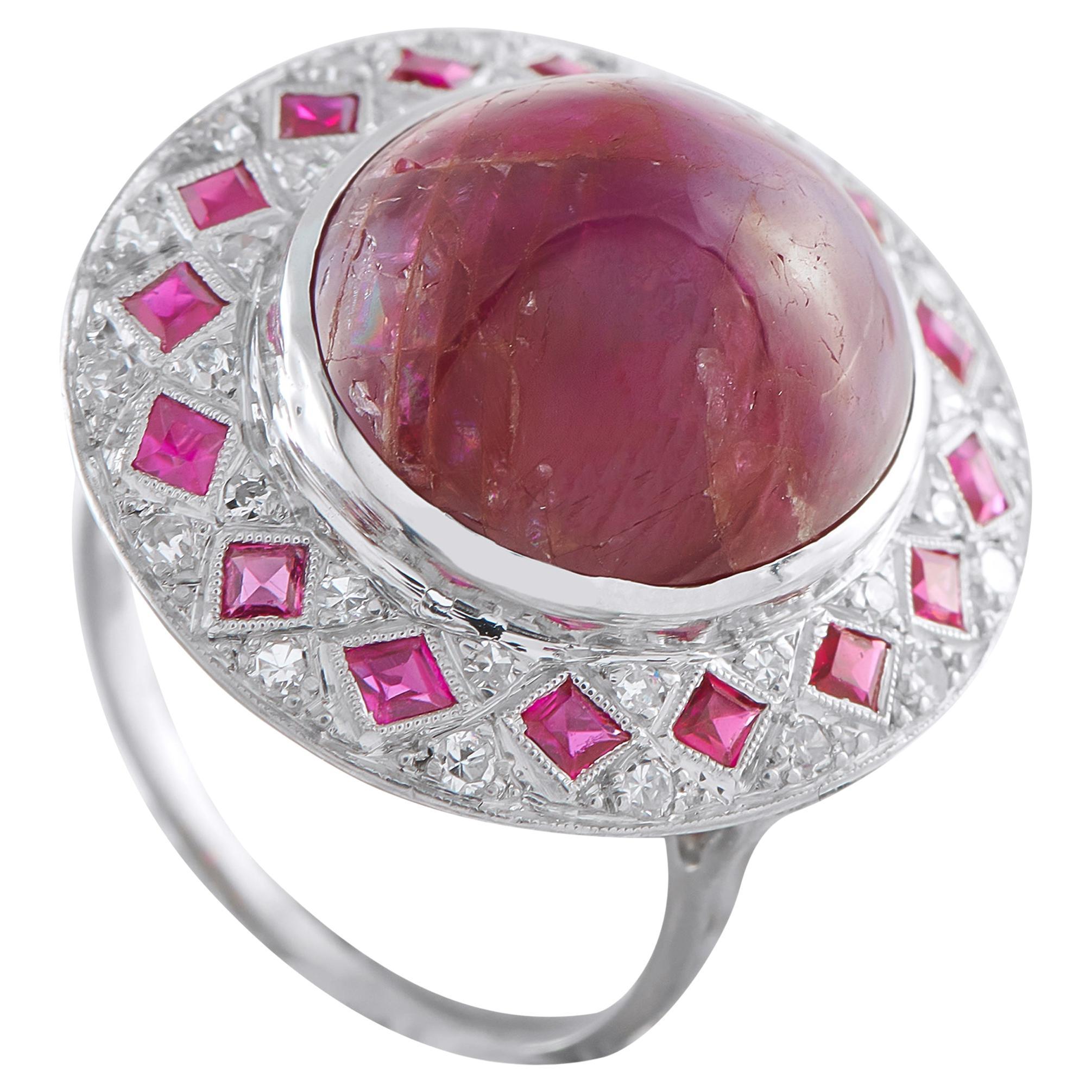 Platinum 0.34ct Diamond and Ruby Ring MF45-020526 For Sale