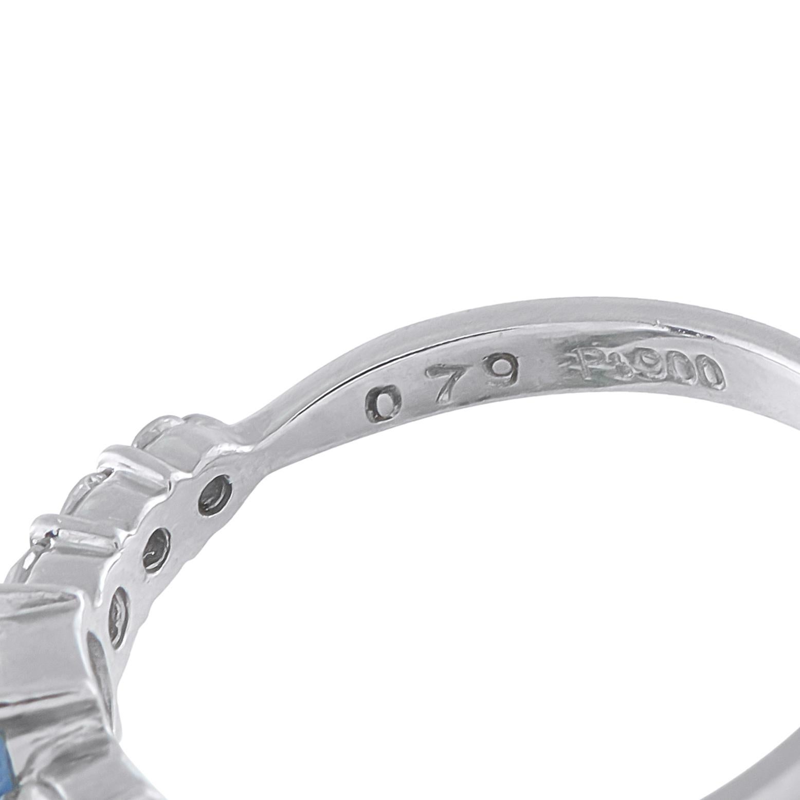 Platinum 0.34ct Diamond and Sapphire Ring MF29-110425 Excellent état - En vente à Southampton, PA