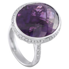Platinum 0.35ct Diamond and Amethyst Ring MF42-101625