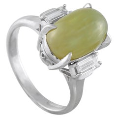 Bague en platine 0.35ct diamant et oeil de chat #5348