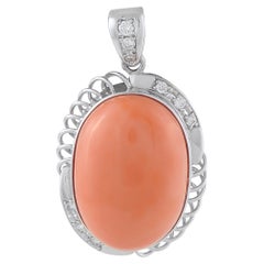 Pendentif en platine 0,35ct diamant et corail MF34-101525