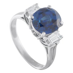 Bague en platine 0.35ct diamant et saphir #5338