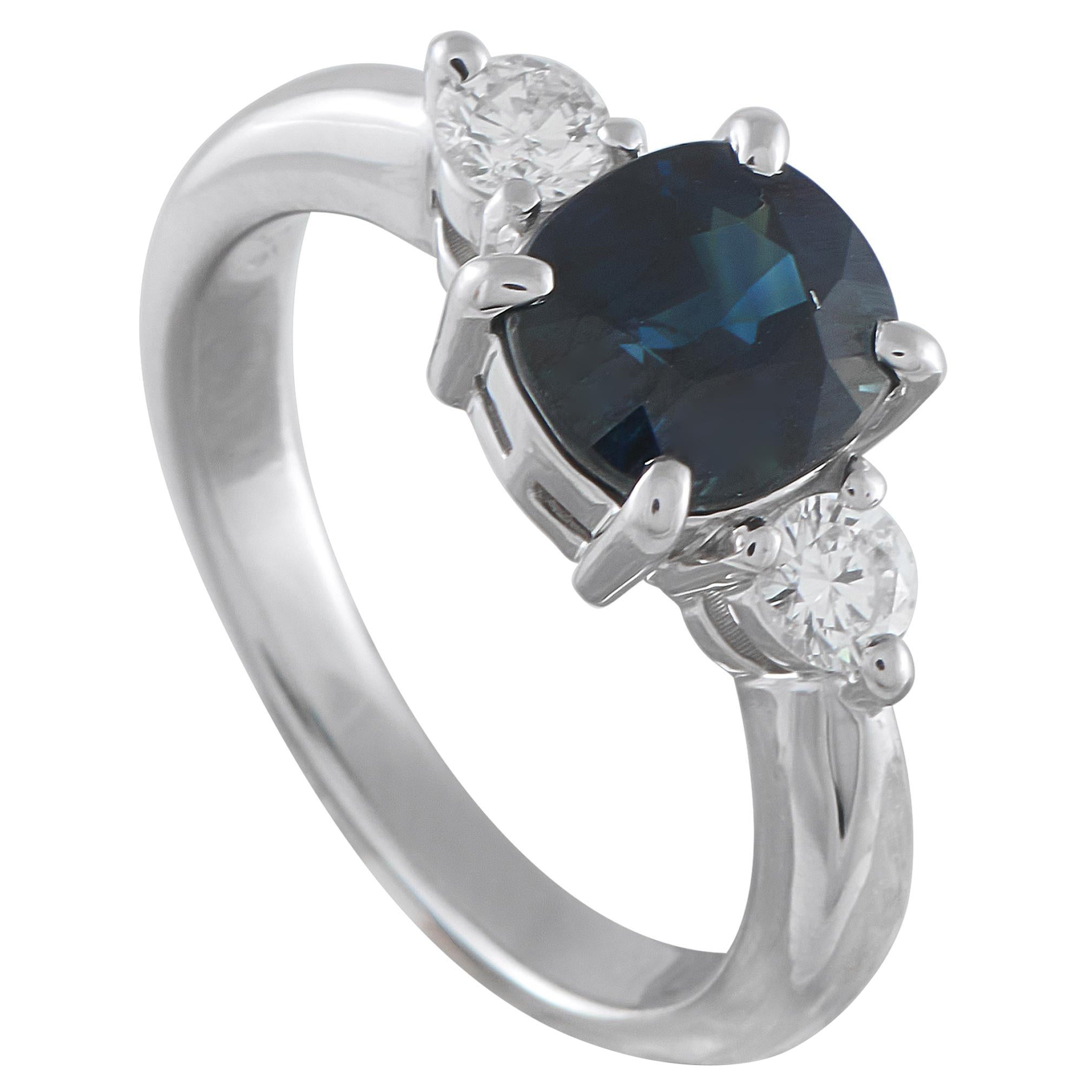 Platin 0,35ct Diamant und Saphir Ring MF12-121625 im Angebot