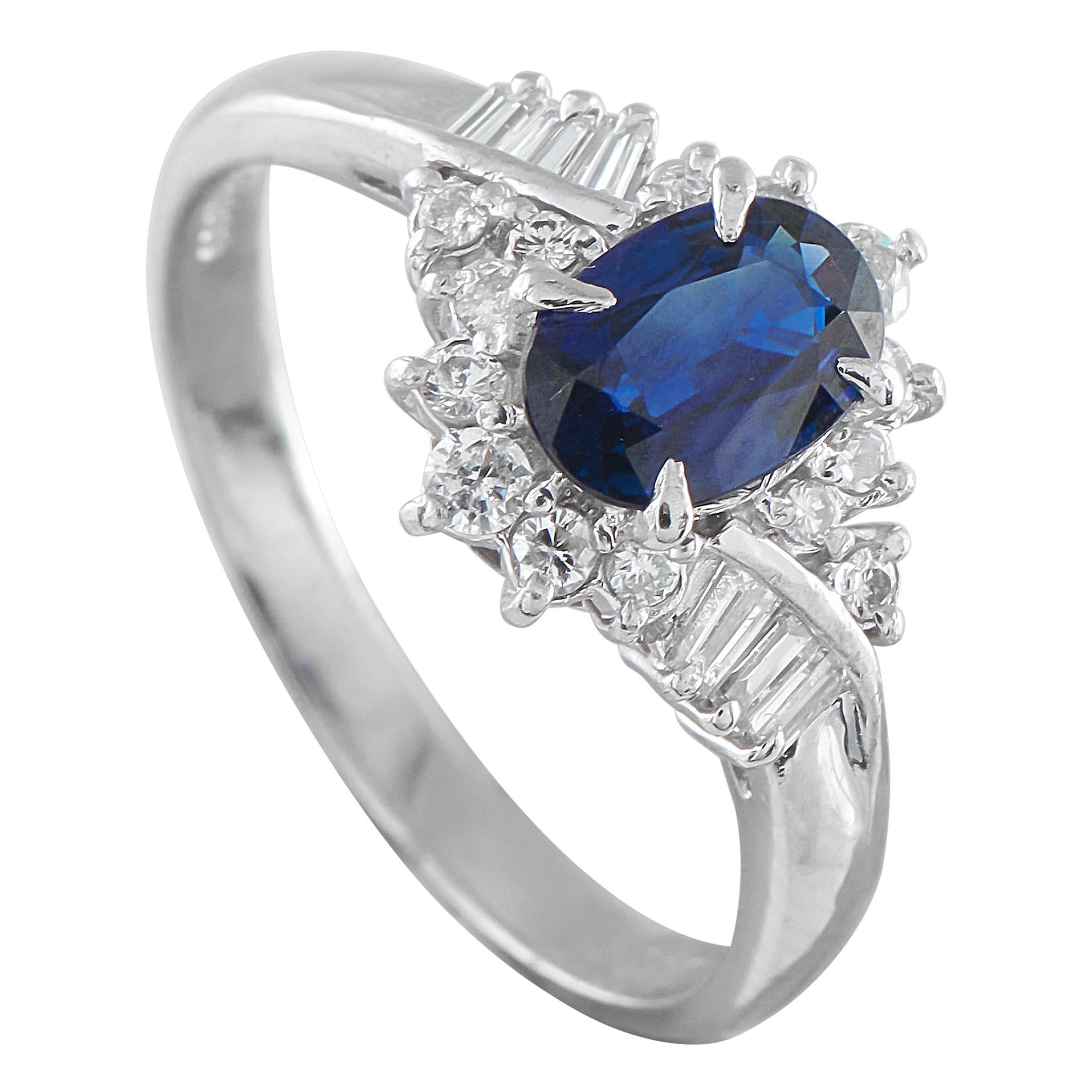 Platinum 0.35ct Diamond and Sapphire Ring MF19-101725