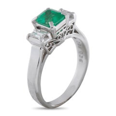 Platinum 0.36ct Diamond and Emerald Ring MF14-041026