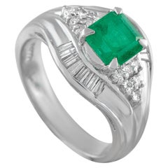 Platinum 0.36ct Diamond and Emerald Ring MF61-101625