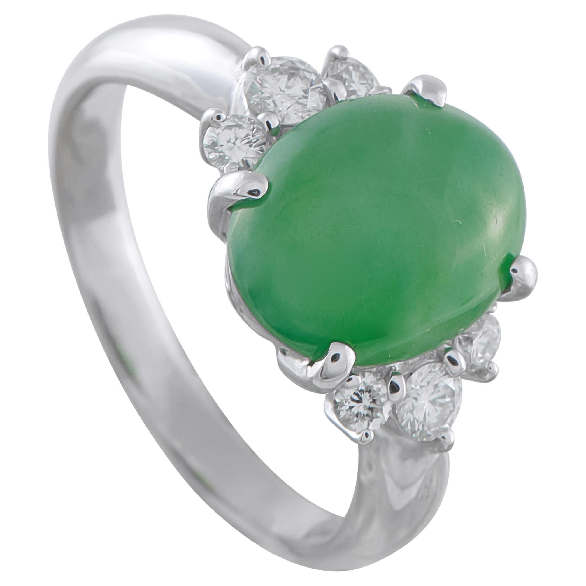 Platin 0,36ct Diamant und Jade Ring MF17-122325