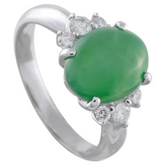 Anello in platino con diamante e giada da 0,36 carati MF17-122325