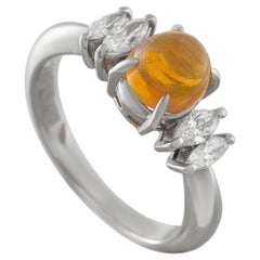 Platinum 0.36ct Diamond and Opal Ring MF04-122925
