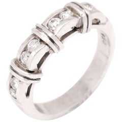 Platinum 0.37 Carat Bezel Set Round Diamonds Band Ring