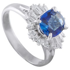 Platinum 0.37ct Diamond and Blue Sapphire Ballerina Halo Ring MF33-110425