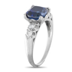 Anillo de platino con diamantes y zafiros de 0,37 ct