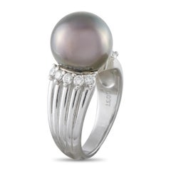 Platinum 0.37ct Diamond and Tahitian Pearl Ring MF28-062526