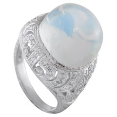 Platinum 0.38ct Diamond and Moonstone Cocktail Ring MF11-021926