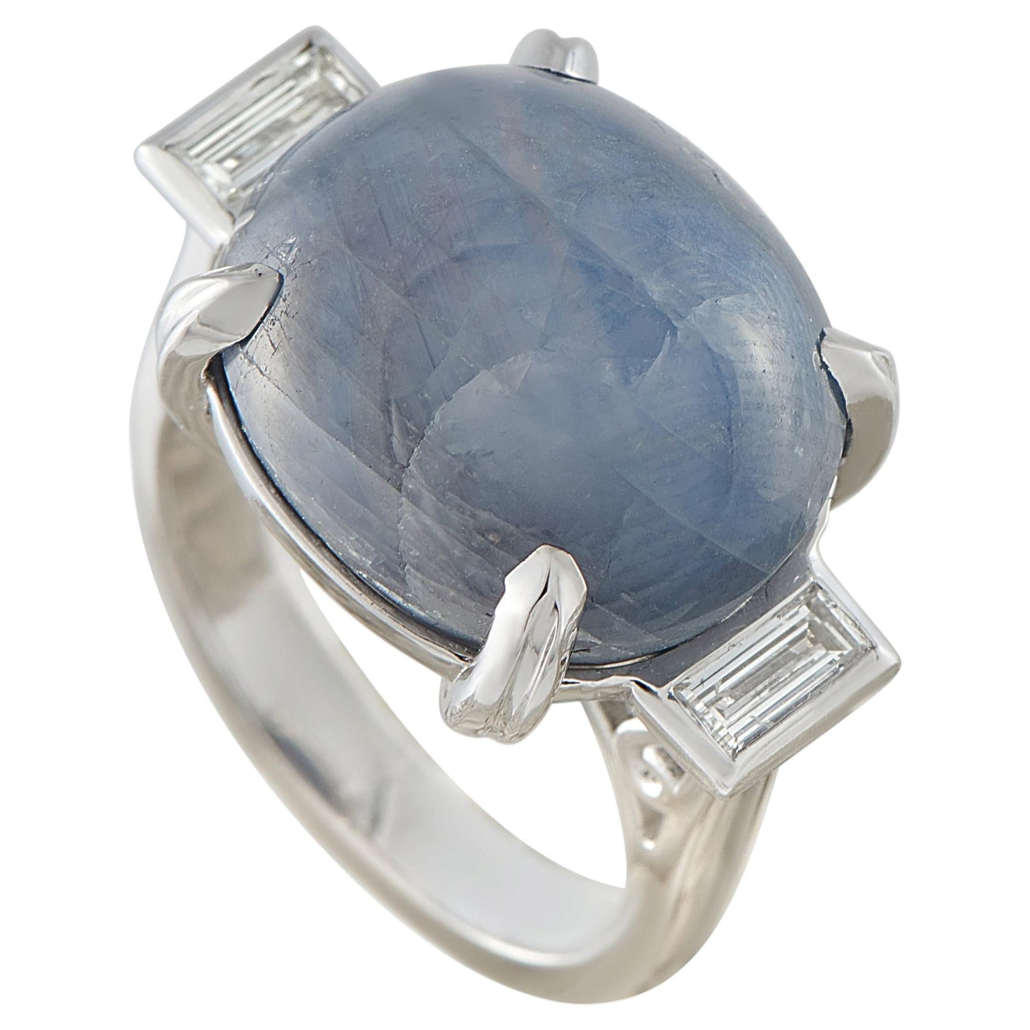 Platinum 0.38ct Diamond and Sapphire Ring MF31-051826