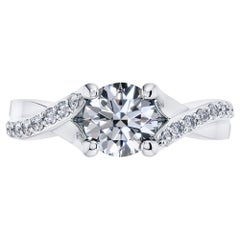Platinum 0.40 Carat Round Diamond Twisted Love 4 Prong Bespoke Engagement Ring