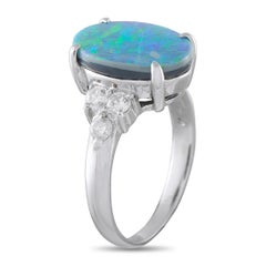 Platinum 0.40ct Diamond and Australian Black Opal Ring MF07-070126