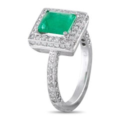 Platinum 0.40ct Diamond and Emerald Ring MF35-062526