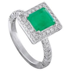 Platinum 0.40ct Diamond and Emerald Ring MF35-062526