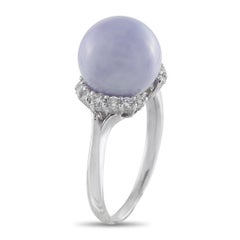 Platin 0.40ct Diamant und Jade Ring #5350