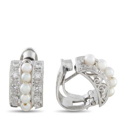 Platinum 0.40ct Diamond and Pearl Clip-On Earrings MF04-012826