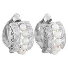 Platinum 0.40ct Diamond and Pearl Clip-On Earrings MF04-012826