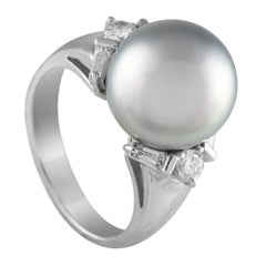 Platinum 0.40ct Diamond and Pearl Ring