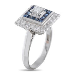 Anello in platino con diamante e zaffiro da 0,40 carati MF15-041426