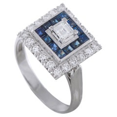 Anello in platino con diamante e zaffiro da 0,40 carati MF15-041426