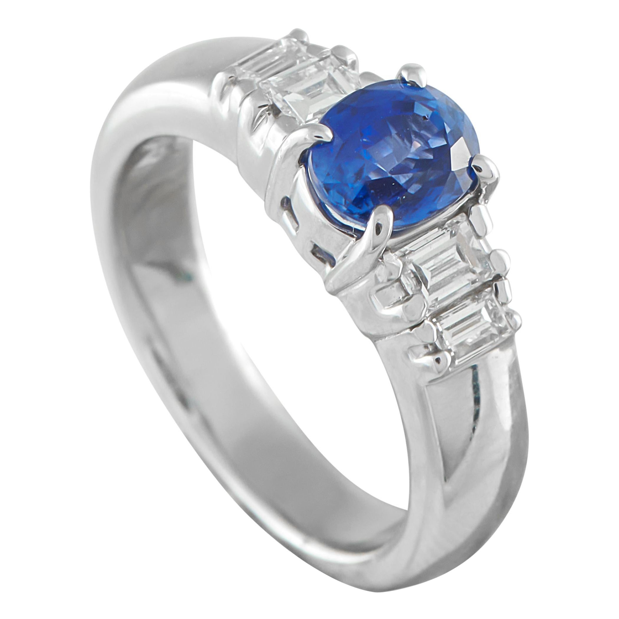 Platinum 0.40ct Diamond and Sapphire Ring MF49-101725