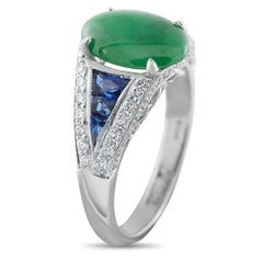 Bague en platine avec 0,40ct de diamant, jade et saphir MF29-020226