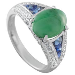 Bague en platine avec 0,40ct de diamant, jade et saphir MF29-020226