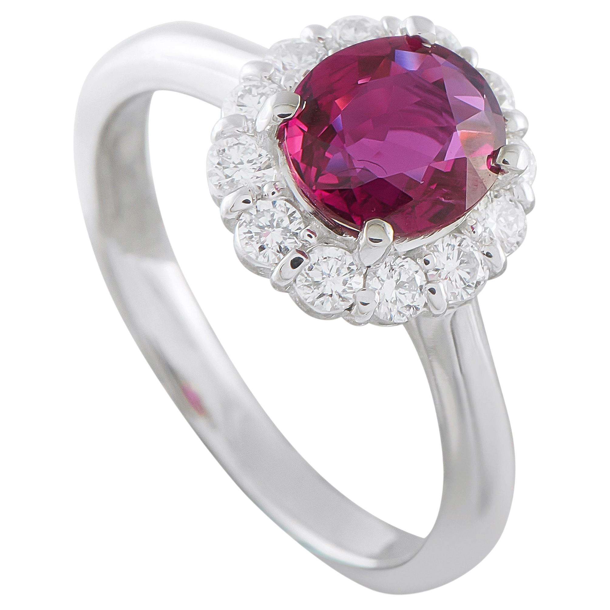 Platinum 0.41ct Diamond and Ruby Ring MF14-052126